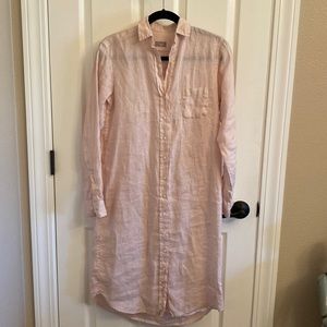 GRAYSON The Hero linen midi dress long sleeve NWOT light pinky/peach color